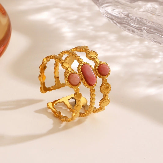 Natural Stone 18K Gold Plated Rings