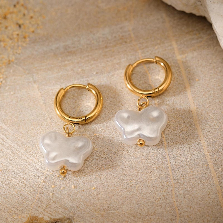 Butterfly Pearls 18K Gold Plated Ear Studs