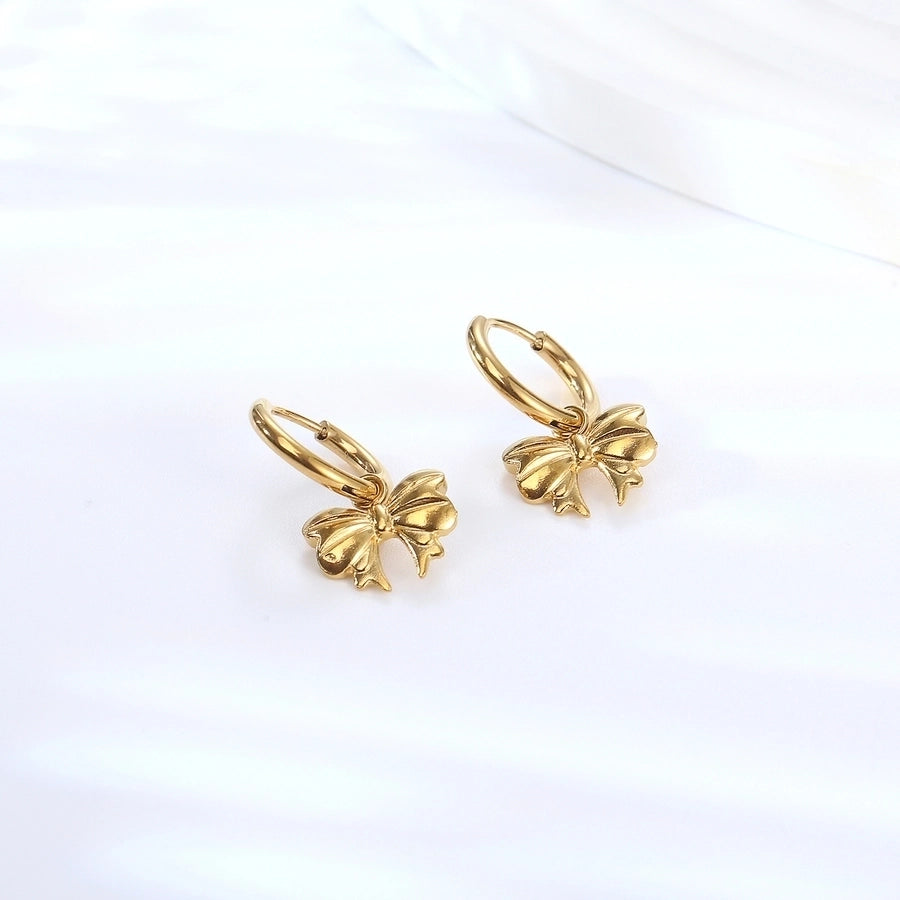 Elegant Bow Knot 18K Gold Plated Drop Earrings