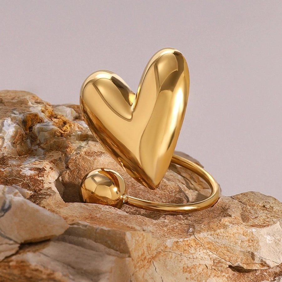 Heart Shape 18K Gold Plated Open Rings