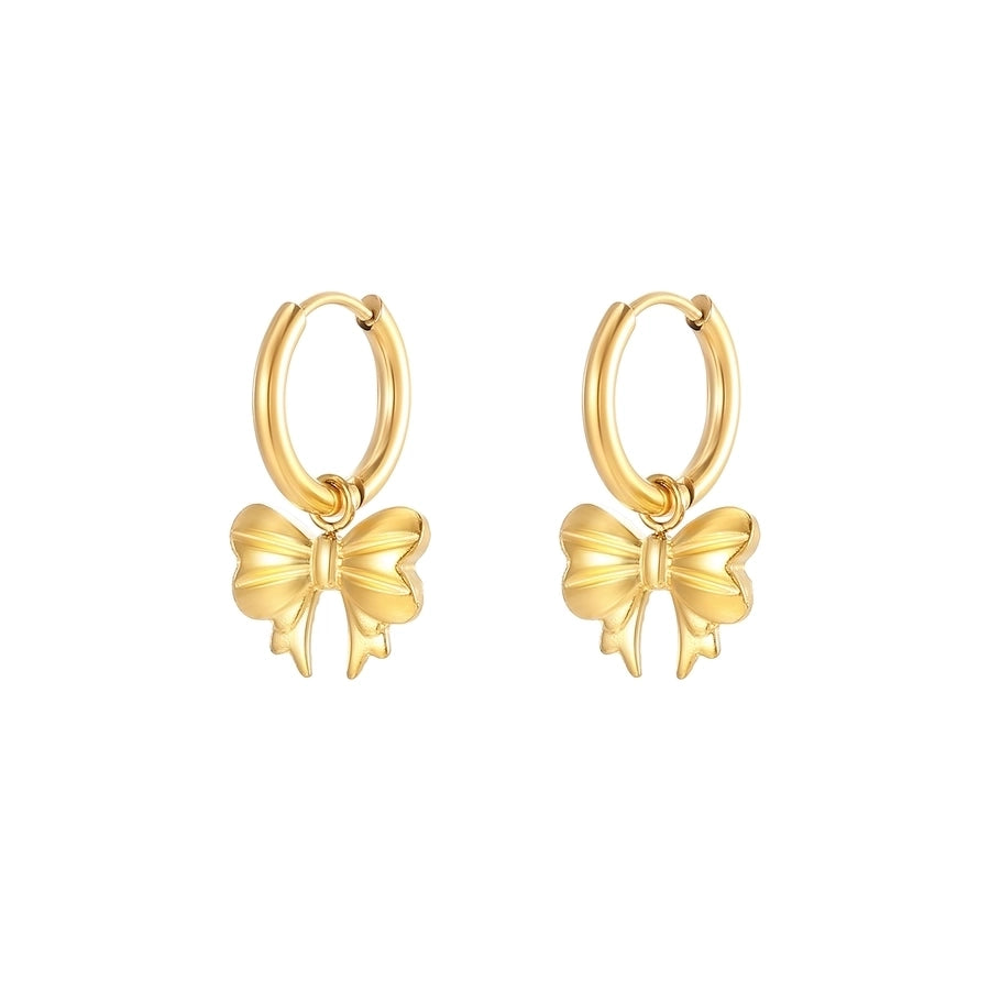 Elegant Bow Knot 18K Gold Plated Drop Earrings